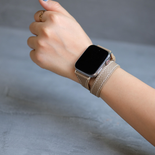 Apple Watchベルト 時計ベルト 二重巻き グレージュ色 フランス Apple Watchベルト 時計ベルト 二重巻き グレージュ色 フランス