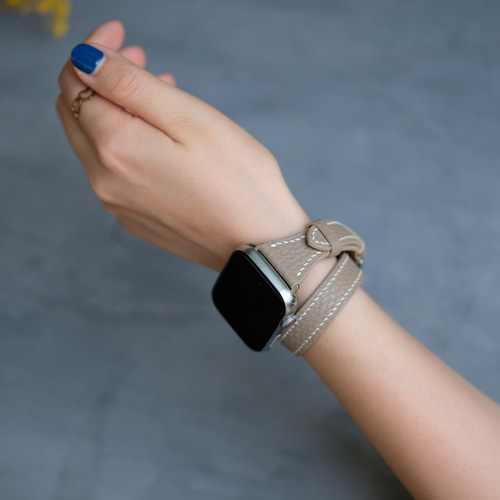 Apple Watchベルト 時計ベルト 二重巻き グレージュ色 フランス Apple Watchベルト 時計ベルト 二重巻き グレージュ色 フランス