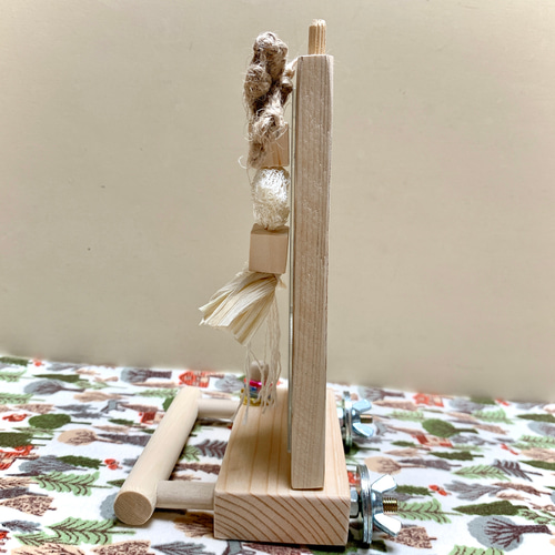 天然素材使用】バードトイミラー インコ 鏡 おもちゃ付き 止まり木