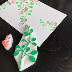 秋の七草・風に揺れる萩の花はんこセット(９月１０月の消しゴムはんこ) 2枚目の画像