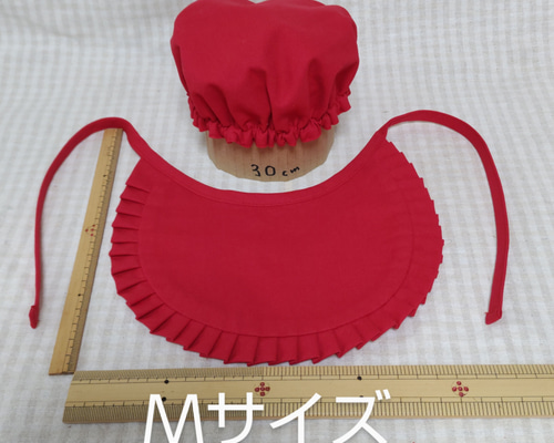 お地蔵さん 前掛け よだれかけ 帽子 普通サイズ 赤 セット : 和