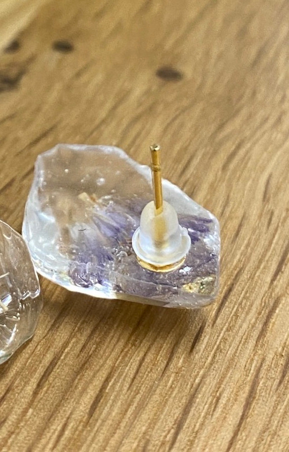 dry flower nuance stone stud pierce（clear-lavender） 7枚目の画像