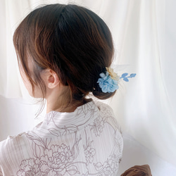 装いの時間 【 01 light blue 】 ヘアアクセサリー プリザーブドフラワー ドライフラワー 成人式 謝恩会 5枚目の画像