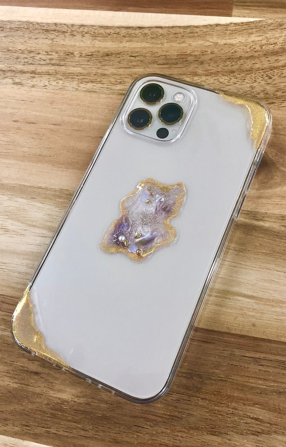 【handmade】nuance aurora iPhone Case (Lavender) パープル 紫 ガーリー 1枚目の画像