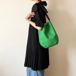 【受注生産】ショルダー・斜めがけ・手提げと3wayで使える！  canvas ribbon tote bag（グリーン） 7枚目の画像