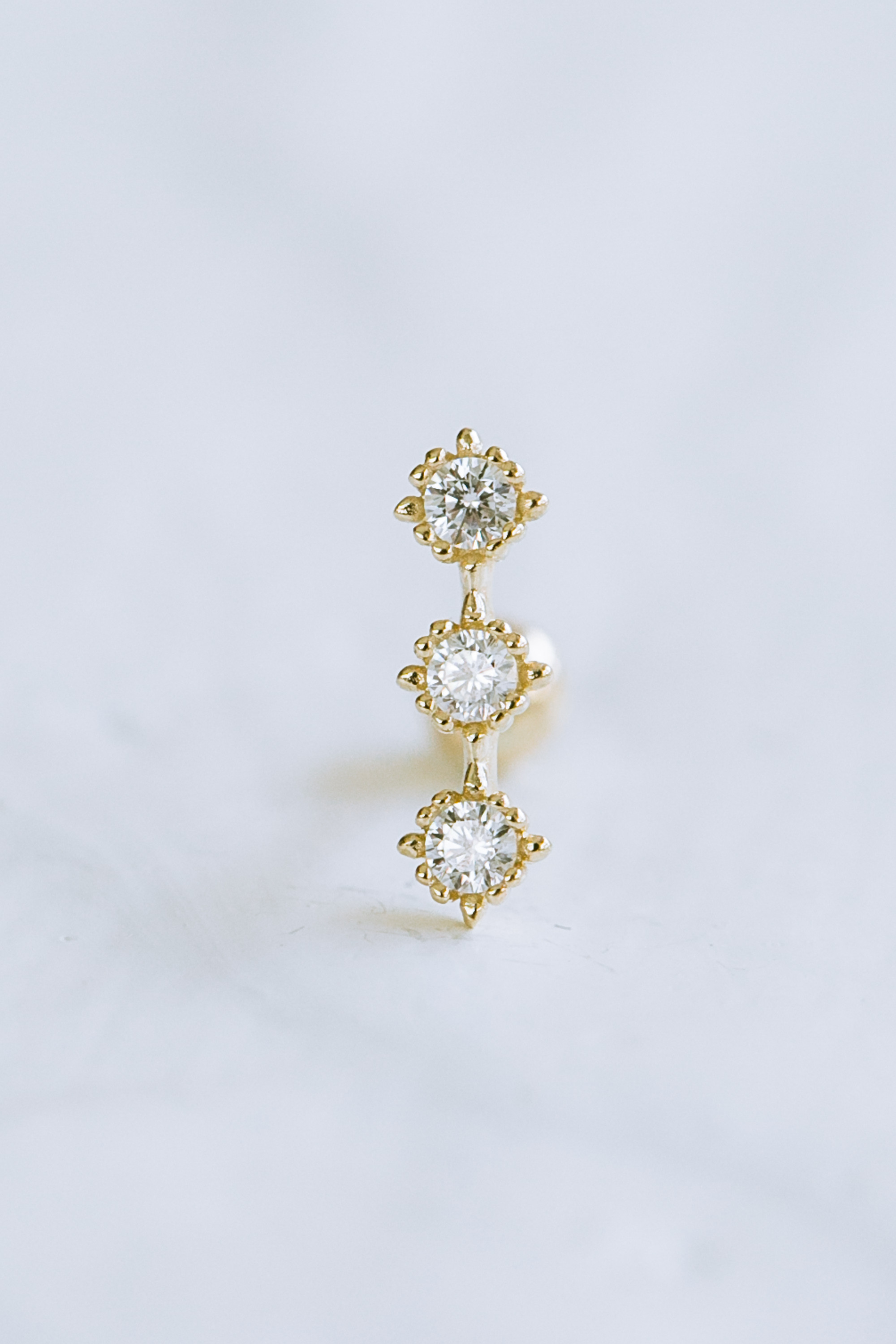 14K金 ゴールド ヘリックス 軟骨 アンチトラガス アウター インナーコンクバーベルイヤリング ピアス