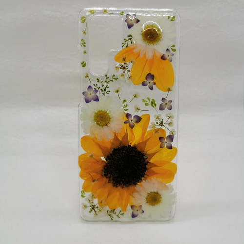 ひまわりのハンドメイド押し花スマホケース　ほぼ全機種対応 ひまわり 押し花iPhoneケース,押し花スマホケース iPhoneケース