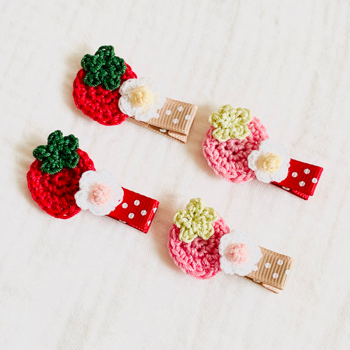 3・ハンドメイド⭐ヘアクリップいちご