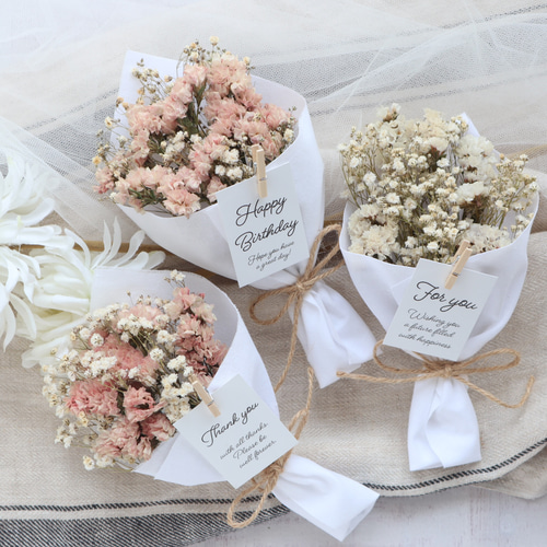 華やか！かすみ草とスターチスの小さなドライフラワーブーケ ドライ