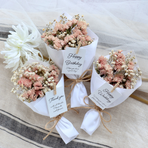 華やか！かすみ草とスターチスの小さなドライフラワーブーケ ドライ