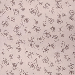 シーチング生地【50×110cm】 線の細い花模様 花柄 シンプル くすみカラー 布 ピンクグレー 2枚目の画像