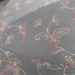 着物リメイク日傘　グレー花柄（袋付き） 3枚目の画像