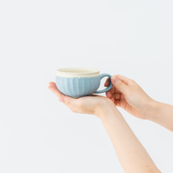 【晋六窯】PELICAN SOUPCUP／BLUE（青）　京都からお届けする可愛いスープカップ 3枚目の画像