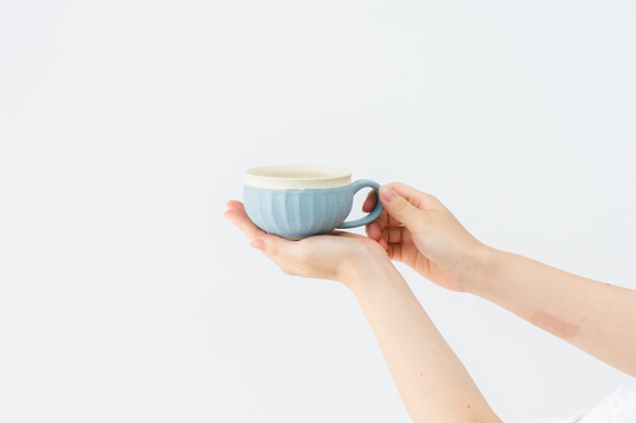 【晋六窯】PELICAN SOUPCUP／BLUE（青）　京都からお届けする可愛いスープカップ 3枚目の画像