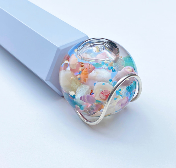 貝殻とシーグラスのくすみカラー☆夏限定ガラスマーブル☆ 2枚目の画像