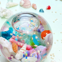 貝殻とシーグラスのくすみカラー☆夏限定ガラスマーブル☆ 3枚目の画像