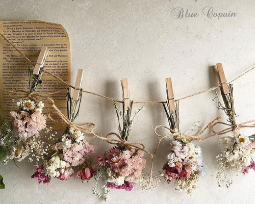 ❅· ༘ ⋆·˚ field of flowers♢pink&pinkドライフラワーガーランド