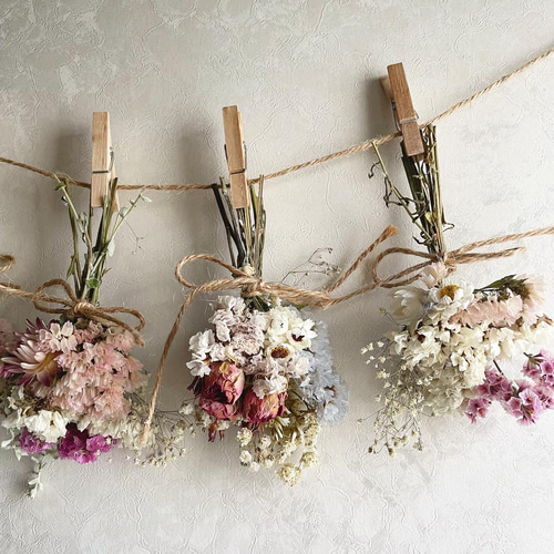 ❅· ༘ ⋆·˚ field of flowers♢pink&pinkドライフラワーガーランド