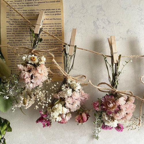 ❅· ༘ ⋆·˚ field of flowers♢pink&pinkドライフラワーガーランド