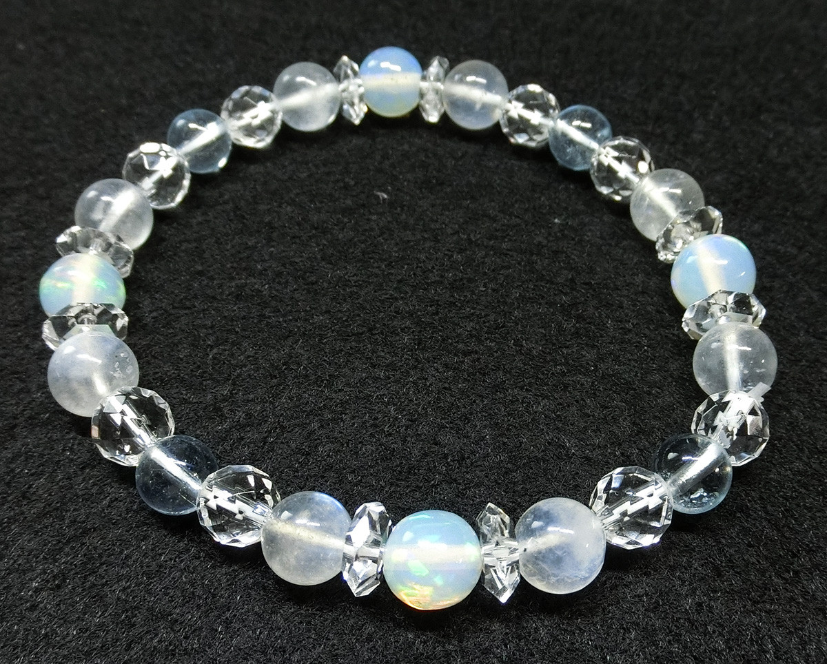 エチオピアオパールとムーンストーンのブレスレット【15㎝】