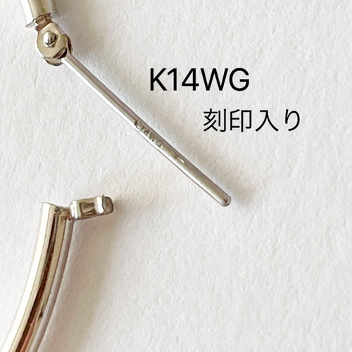 K14WG刻印有りハートパヴェ　ダイヤモンドピアス　ホワイトゴールド