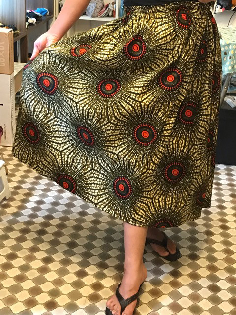 ギャザースカート　大人スカート　アフリカン　アフリカンファブリック　アフリカンスカート　アフリカ布