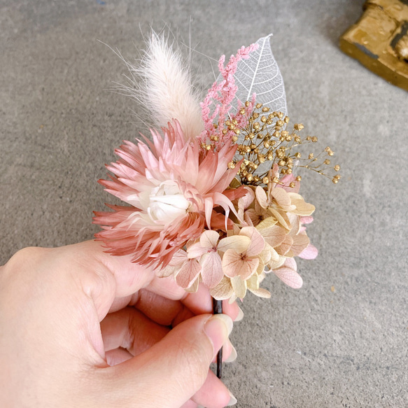 再販×2 )【 01 pink 】 ヘアアクセサリー プリザーブドフラワー ドライ