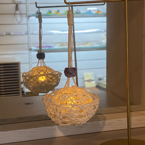 水引ランプシェード吊りタイプ*小*【受注後制作】*ホワイト*LED
