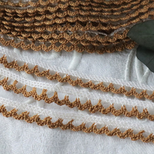 soldフランス 1m ヴィンテージレース C677 キャメルホワイト