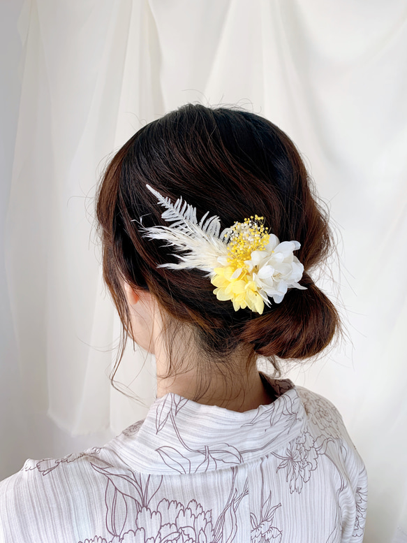 装いの時間 【 01 yellow 】 ヘアアクセサリー プリザーブドフラワー ドライフラワー 成人式 謝恩会 結婚式 4枚目の画像