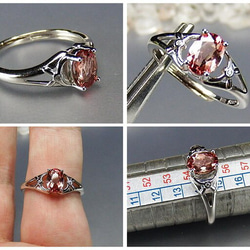 一点物トルマリン指輪ピンク宝石質天然石925銀リング約14号石街U0460 3枚目の画像