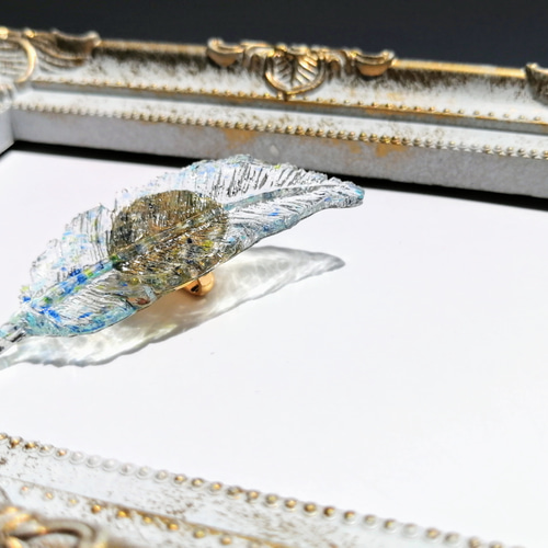 羽根の琉球ガラスのポニーフック / レジン / 海 / 沖縄 馬尾扣・髮鉤