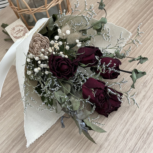 ♪送料込み♪ドライフラワー♪赤薔薇スワッグ♪ ドライフラワー