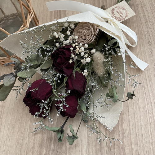 ♪送料込み♪ドライフラワー♪赤薔薇スワッグ♪ ドライフラワー