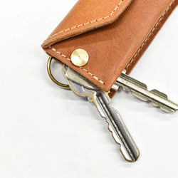 適合短途外出，鑰匙包錢包，旋轉鑰匙存儲，緊湊型錢包，簡約巧克力色，馬皮 JAW010 第4張的照片