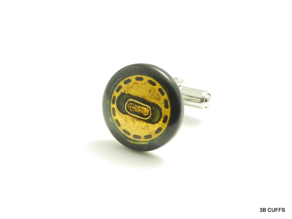 ゴールド x 深緑バージョン：アンティーク感バッチリのカフスボタン Modern 360 3枚目の画像