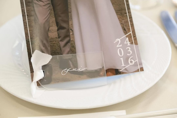 アクリル席札 シルクリボン付き ウェディング 結婚式 おしゃれ 席次表
