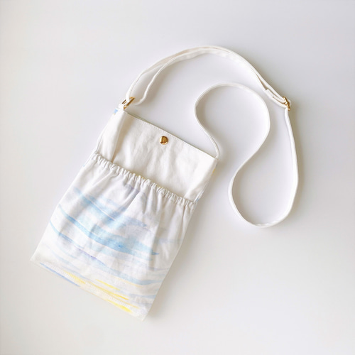 Bianchi サコッシュ ショルダーバッグ 帆布 白/ベージュ/チェレステ Bianchi サコッシュ ショルダーバッグ 帆布 白/ベージュ