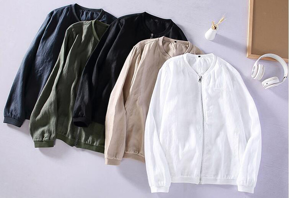 【美品】AKRIS 綿×リネン混合 サマージャケット ブルー 美品】AKRIS 綿×リネン混合 サマージャケット ブルー