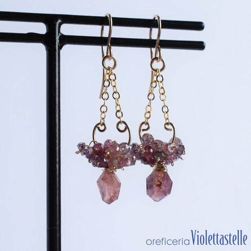 14kgf スピネルのシャンデリア・ピアス ピアス（フック・チェーン  