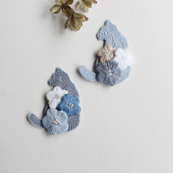【海ねこブローチ】(マットブルー)オートクチュール刺繍ブローチ 7枚目の画像