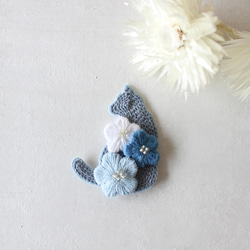【海ねこブローチ】(マットブルー)オートクチュール刺繍ブローチ 4枚目の画像