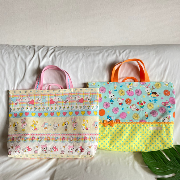 床につかない！！】入園入学レッスンバッグ手提げ絵本袋リバーシブル