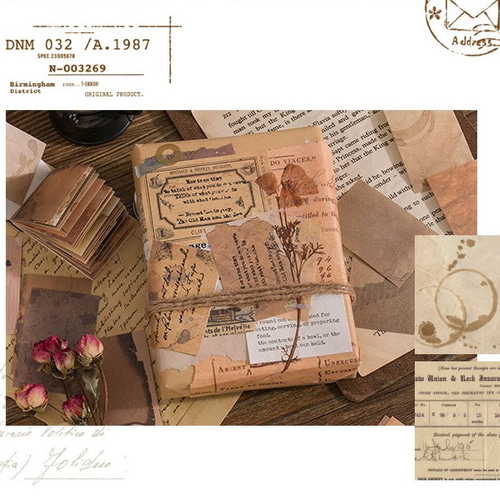 ご案内ジャンクジャーナル♪コラージュ素材♪紙モノ♪コーヒー染め♪