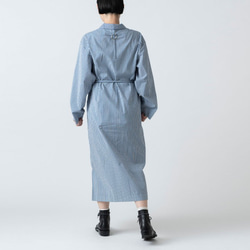 【new】木間服装製作 / longshirt onepiece flower blue / ロングシャツワンピース 14枚目の画像