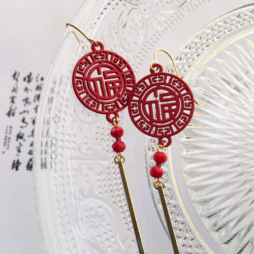 中国　アンティーク　ピアス Clackers Pink 京都オパール【ピアス/イヤリング】アメリカン