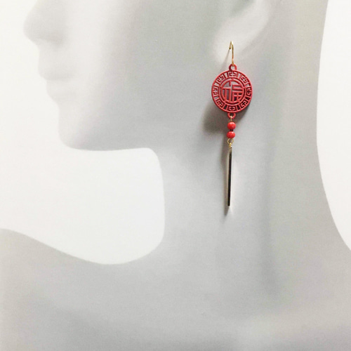 中国　アンティーク　ピアス Clackers Pink 京都オパール【ピアス/イヤリング】アメリカン