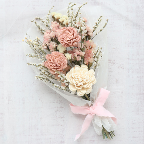人気カラー再販！】くすみピンクのクラッチブーケ ウェディングブーケ
