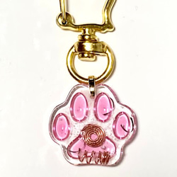 オルゴナイト　キーホルダー　猫ちゃんの肉球　ピンク 3枚目の画像