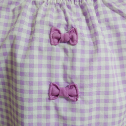 110～120cm　紫系チェック　リボン、フリル　袖なしスモック  入園 入学 女の子 3枚目の画像